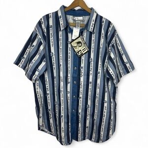Deadstock Richard Simmons x Walmart Blue Striped Blouse NWT 90s Y2K Size 16W